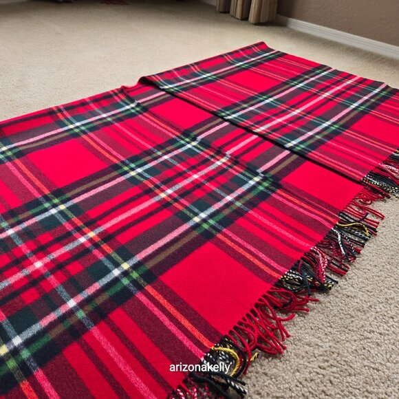 Vineyard Vines Merino Wool Tartan Wrap Red Plaid Soft - Picture 12 of 16